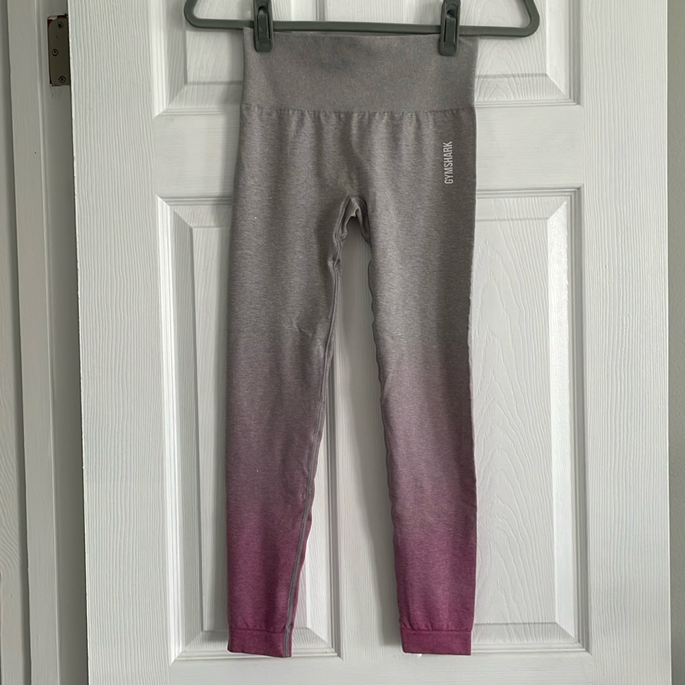 Gymshark adapt ombré seamless leggings light grey marl/pink small